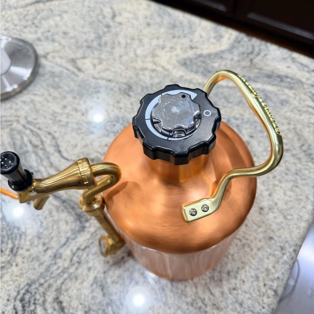 GrowlerWerks Pressurized Stainless Steel Copper Growler with Faucet – 128 oz